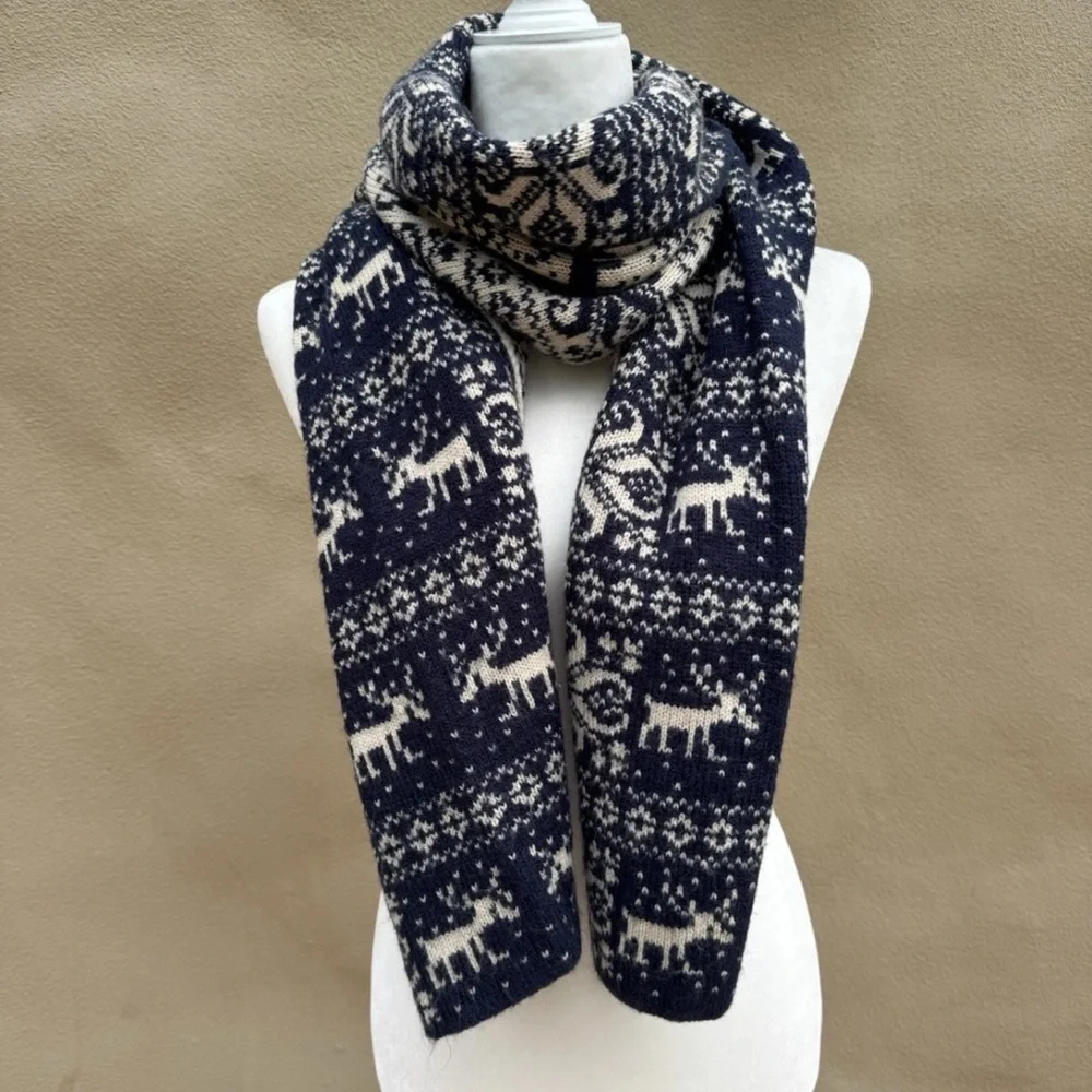 🔥FAIR ISLE Nordic Large Reversible scarf STUNNING! Price Firm!